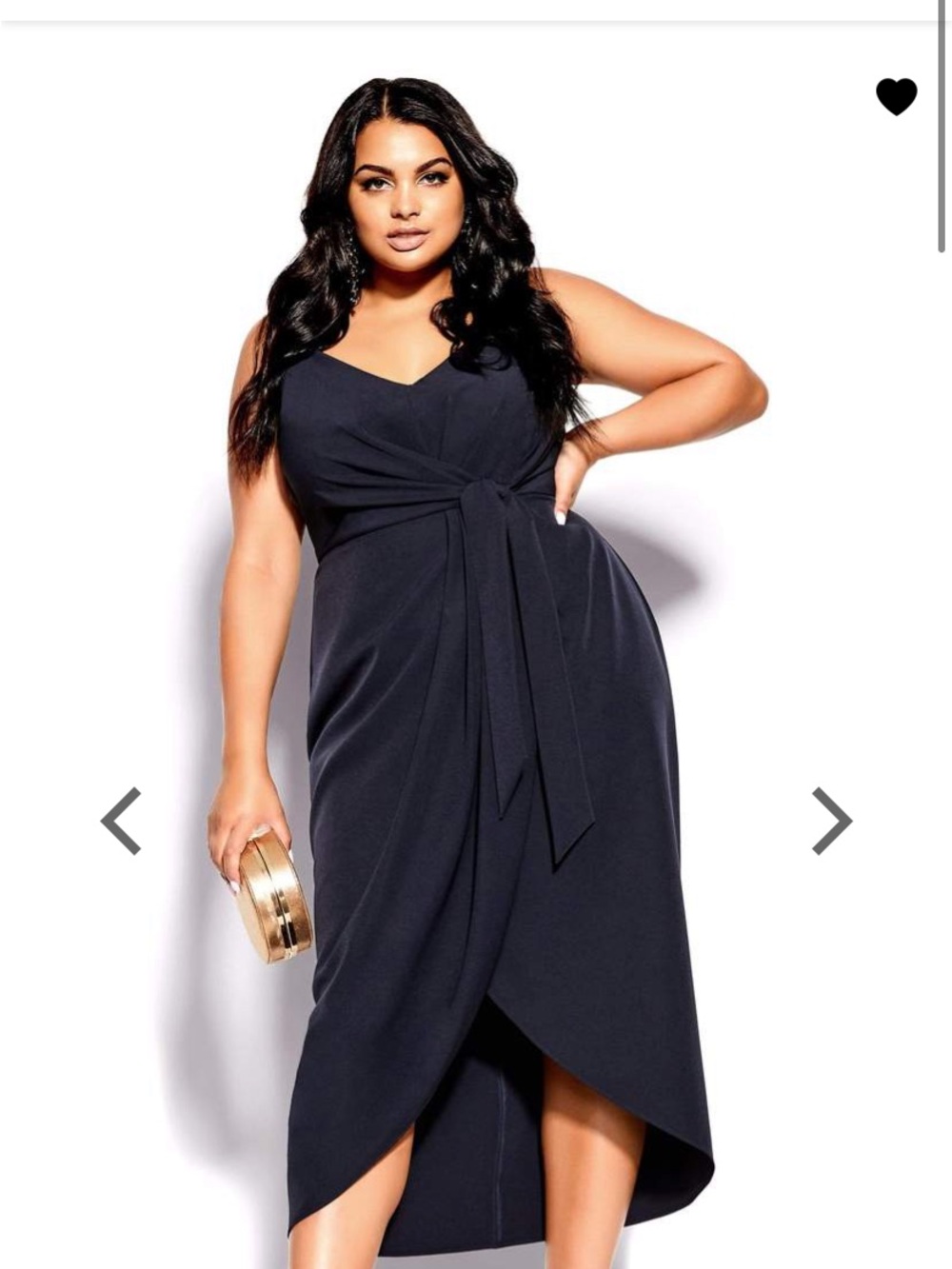 City Chic Black High-Low Wrap Dress with Waist Tie